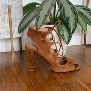 Lace up suede heels